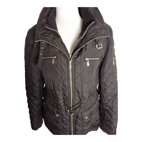Michael Michael Kors Black Quilted Zip Front Jacket New Women’s Large - Picture 5 of 8